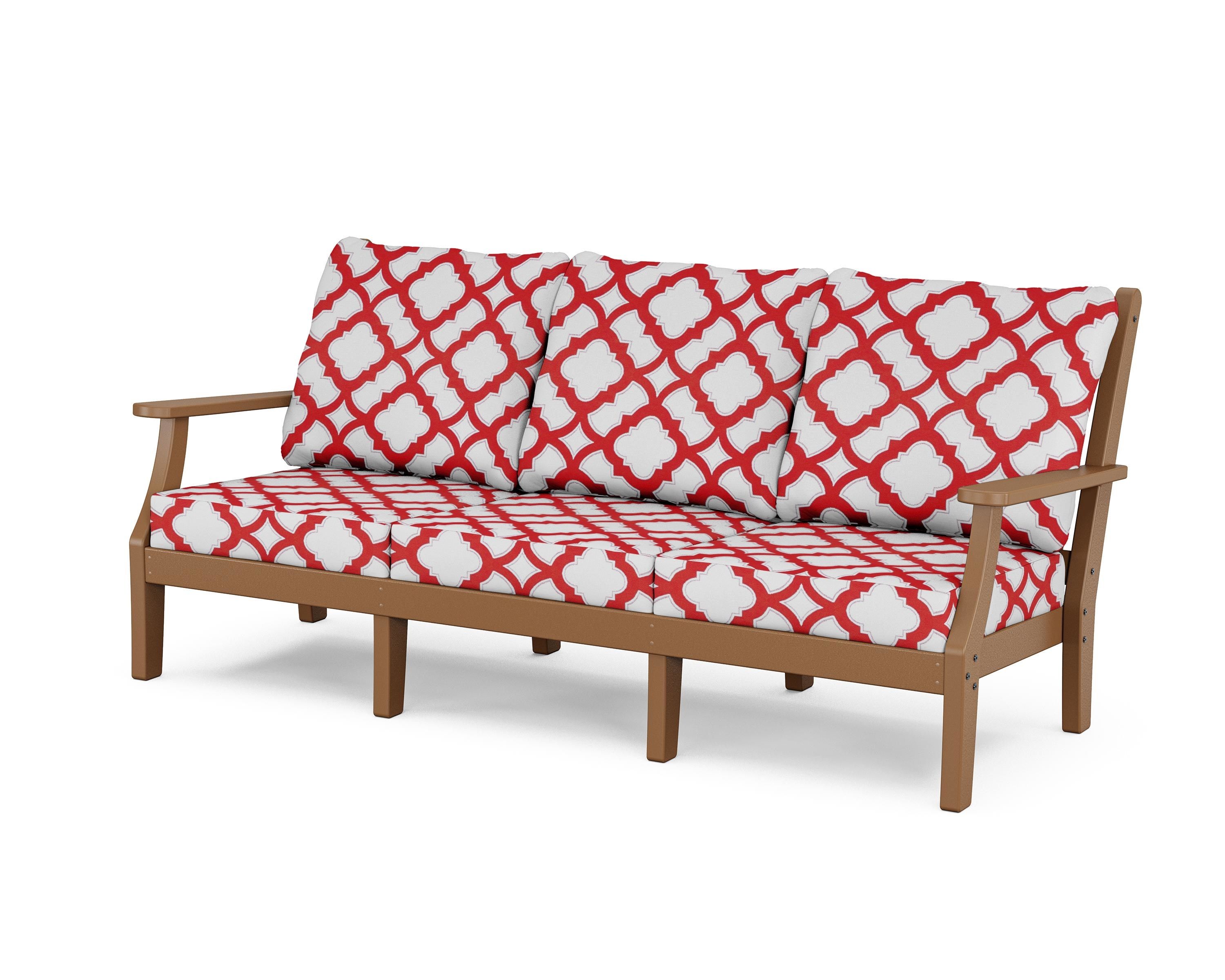 Country Living Wovendale Deep Seating Sofa in Teak / Trellis Crimson