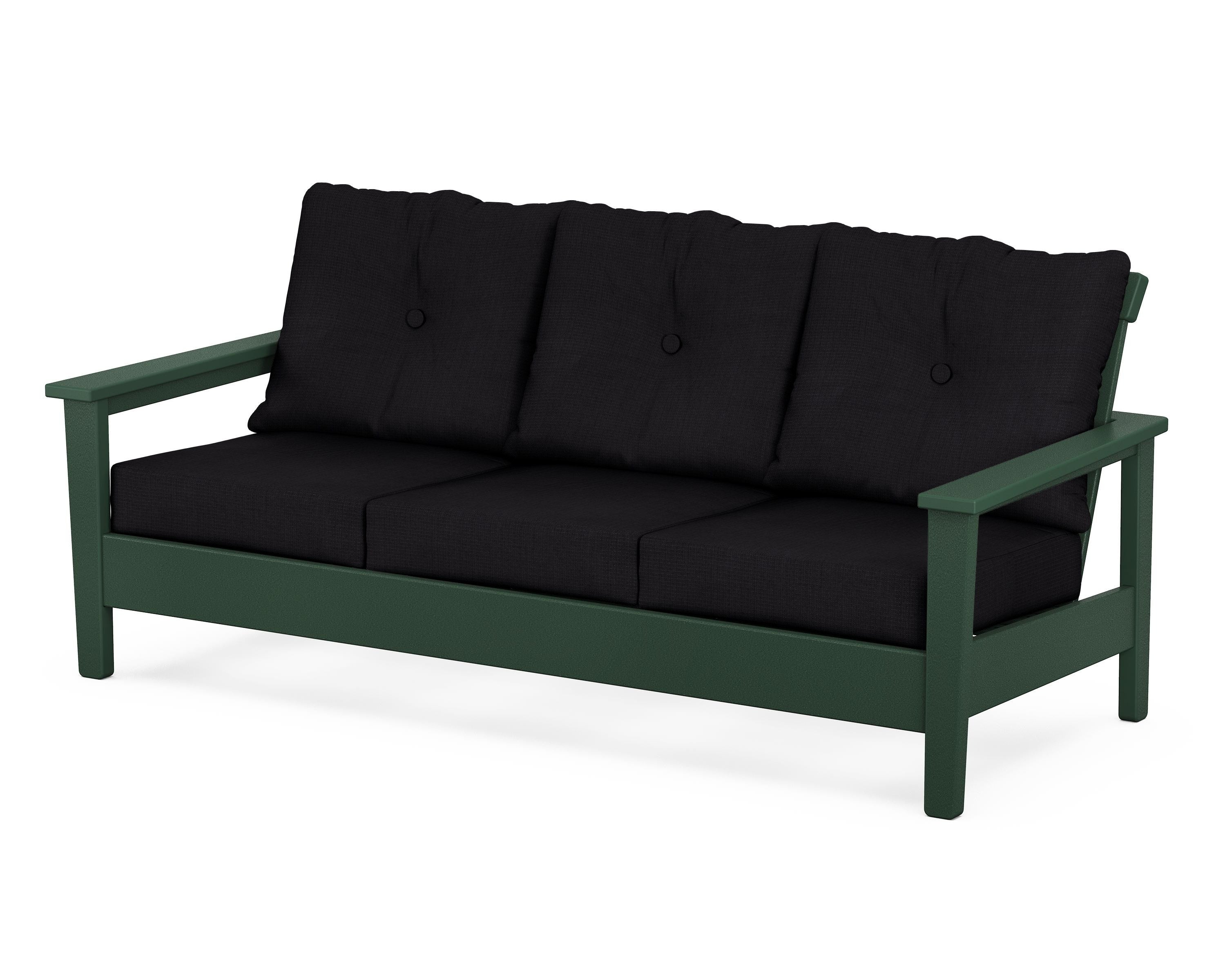 POLYWOOD® Prescott Deep Seating Sofa in Green / Midnight Linen