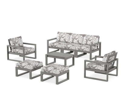 POLYWOOD® EDGE Sectional 8-Piece Lounge Sofa Set in Slate Grey / Leaf Grey Mist