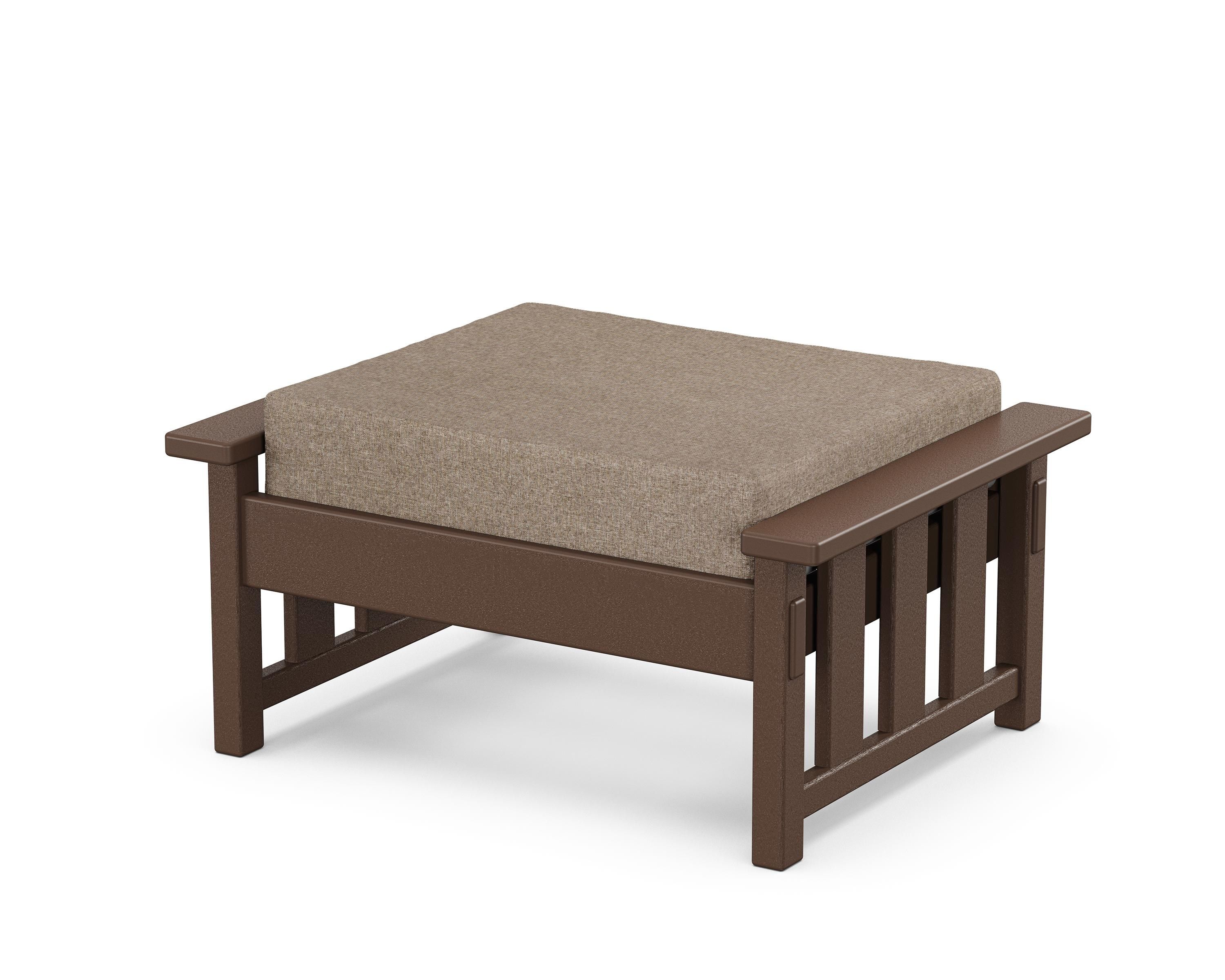 Martha Stewart by POLYWOOD® Acadia Deep Seating Ottoman in Mahogany / Spiced Burlap