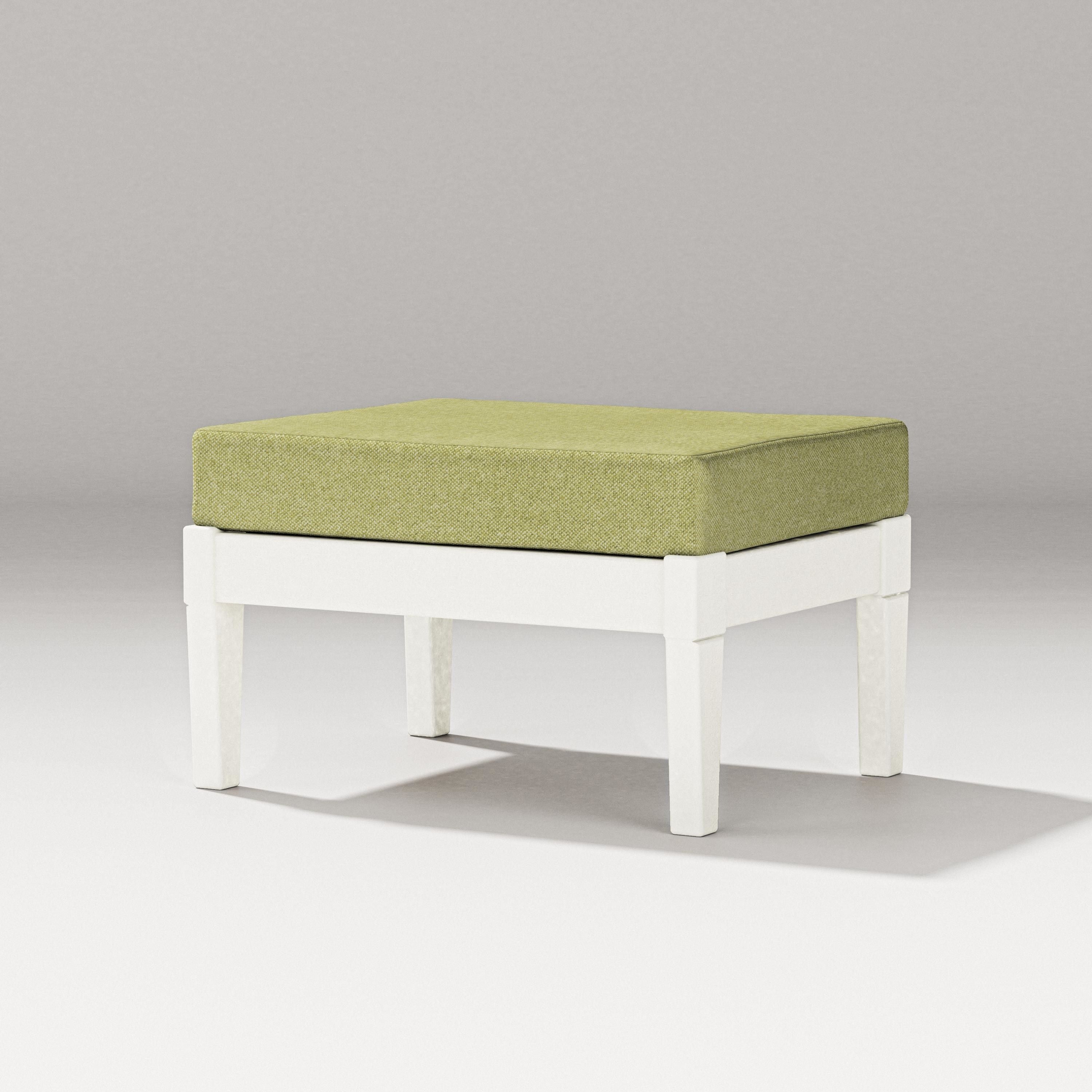 PW Designer Series Estate Lounge Ottoman in Vintage White / Chartreuse Boucle