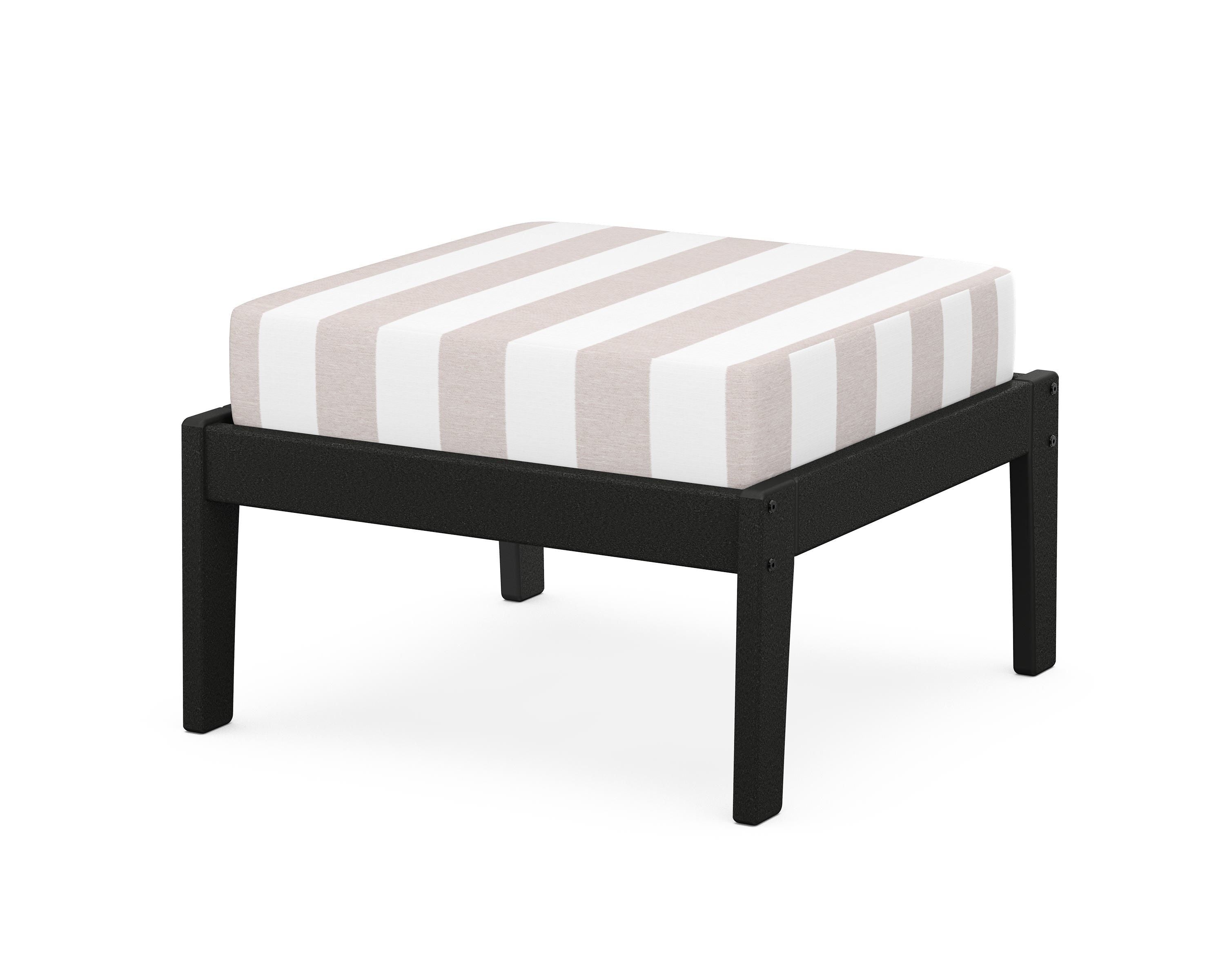 Unbranded Deep Seating Ottoman in Black / Cabana Stripe Dune Burlap