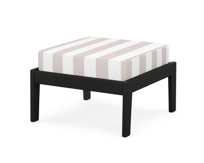 Unbranded Deep Seating Ottoman in Black / Cabana Stripe Dune Burlap