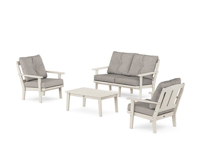 POLYWOOD® Mission 4-Piece Deep Seating Set with Loveseat in Sand / Weathered Tweed