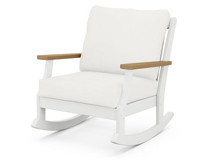 POLYWOOD® Braxton Deep Seating Rocking Chair in White / Natural / Natural Linen