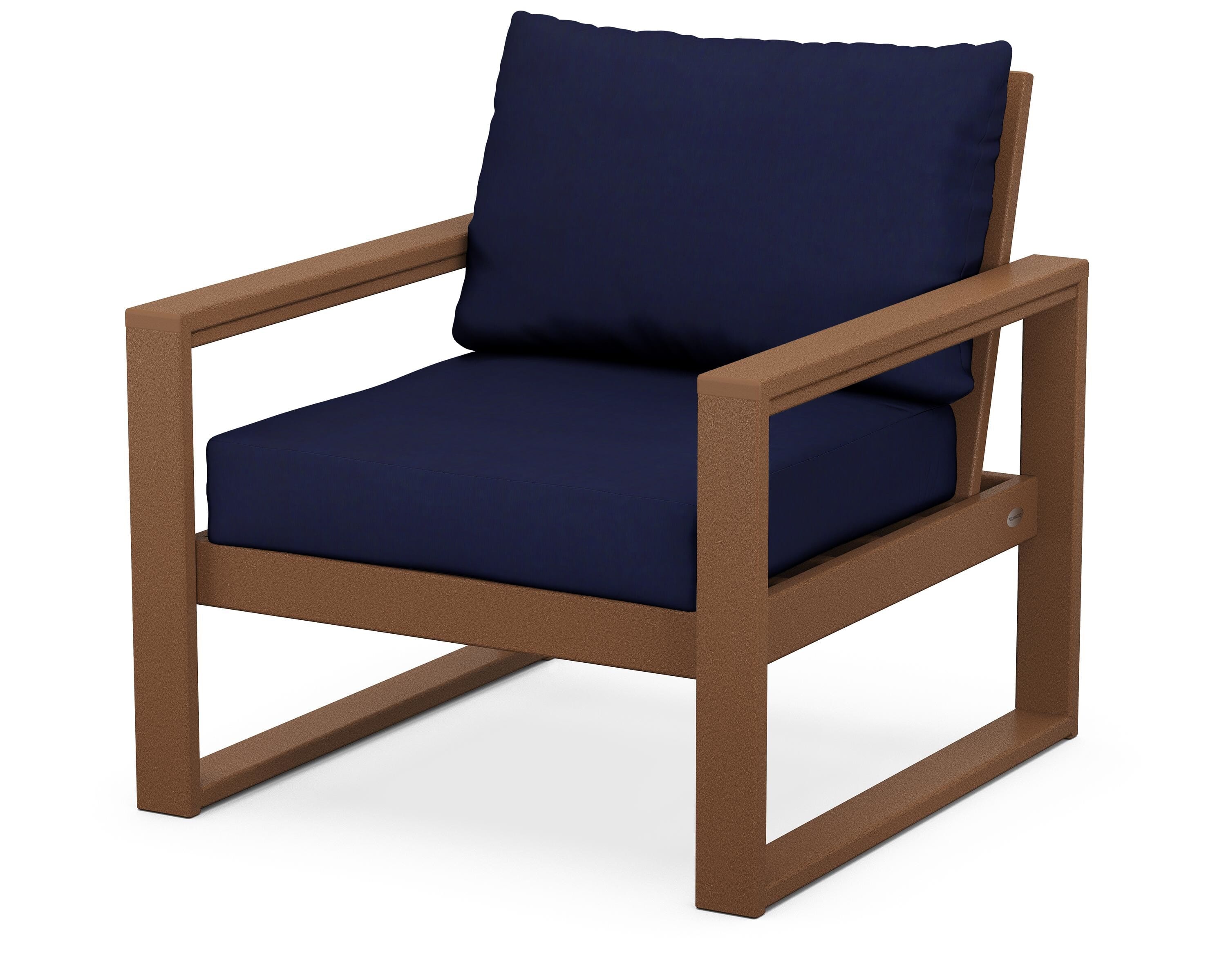 POLYWOOD® EDGE Club Chair in Teak / Navy