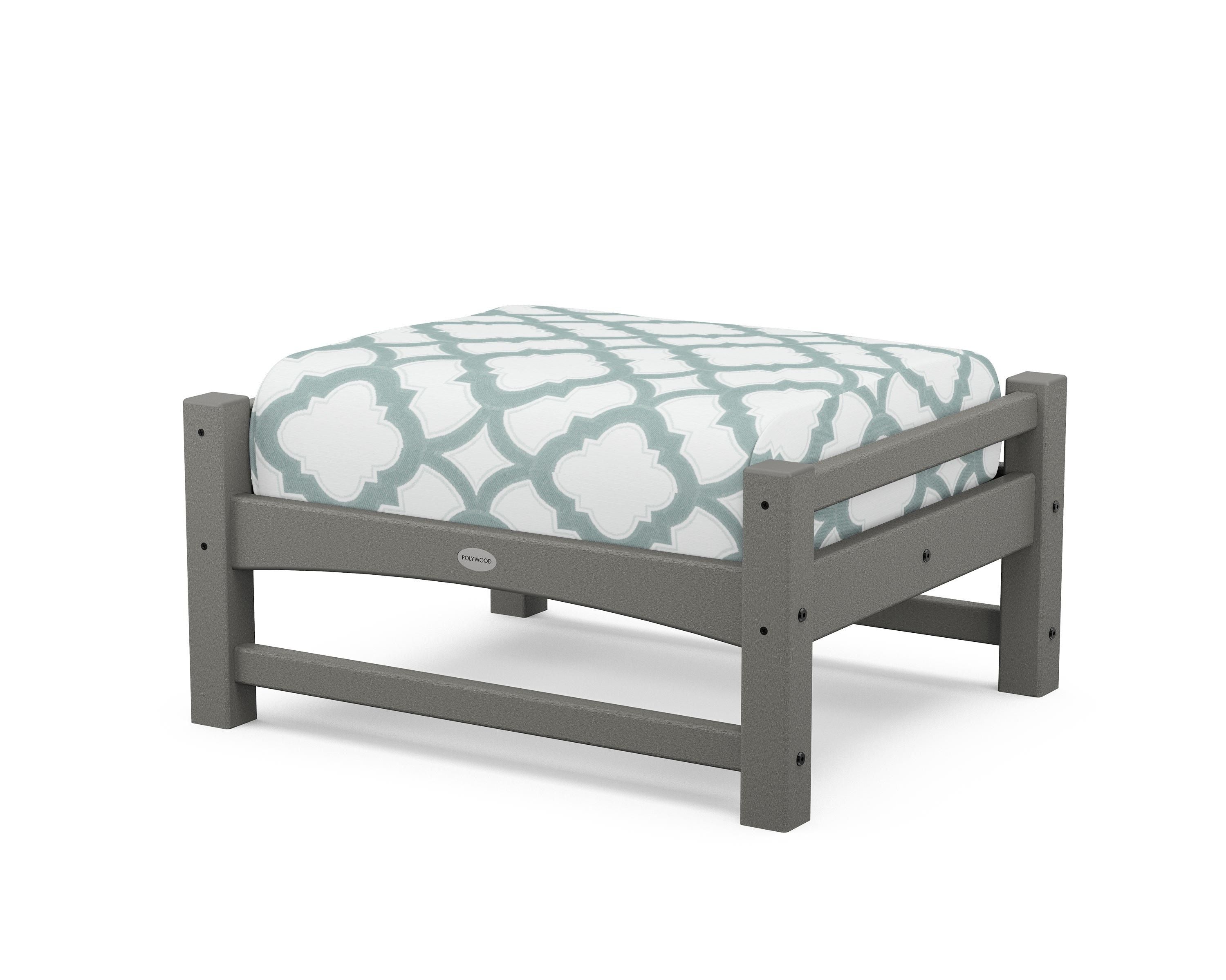 POLYWOOD® Club Ottoman in Slate Grey / Trellis Glacier Spa