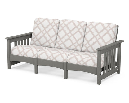 POLYWOOD® Club Mission Sofa in Slate Grey / Trellis Dune Burlap