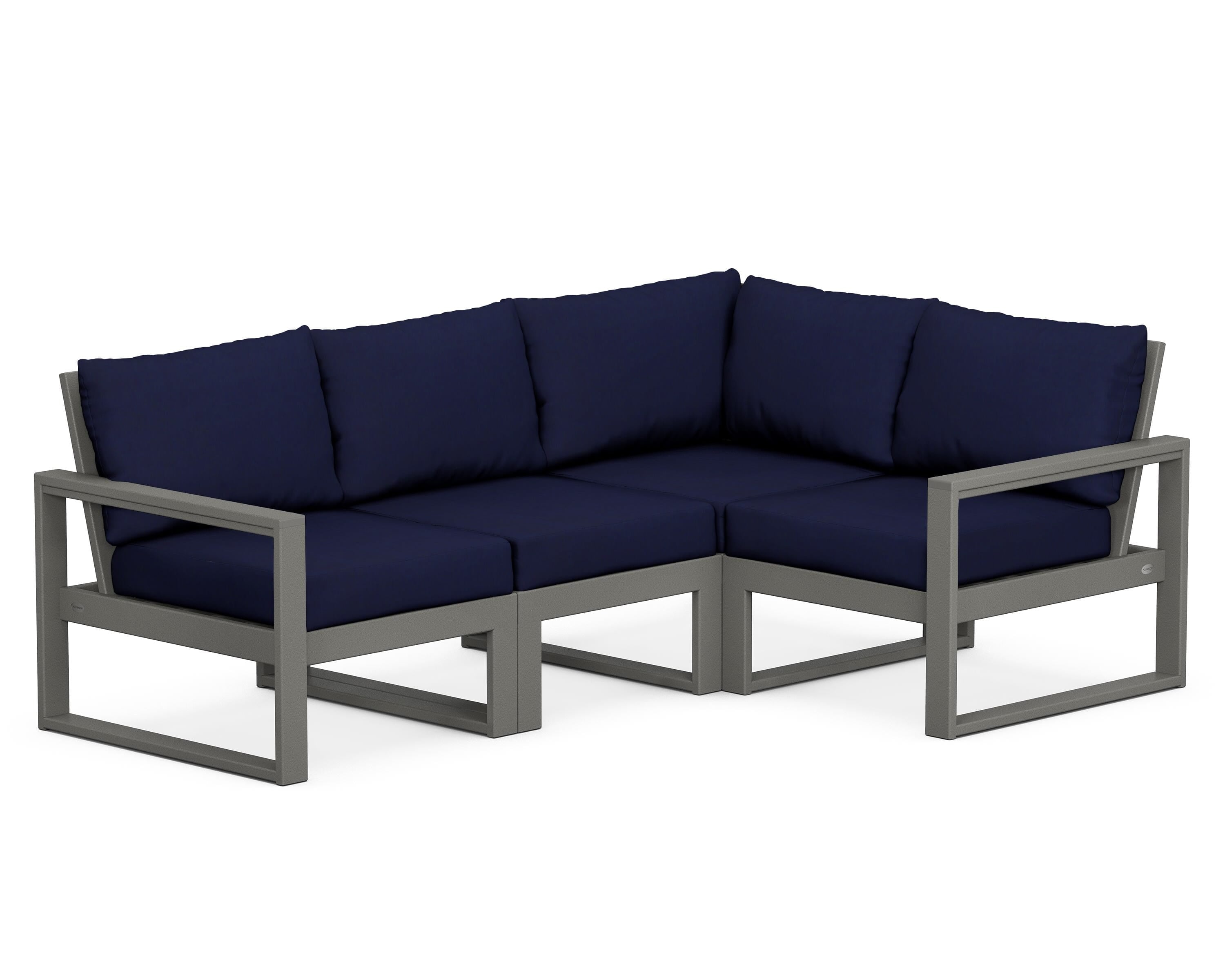 POLYWOOD® EDGE 4-Piece Modular Deep Seating Set in Slate Grey / Navy