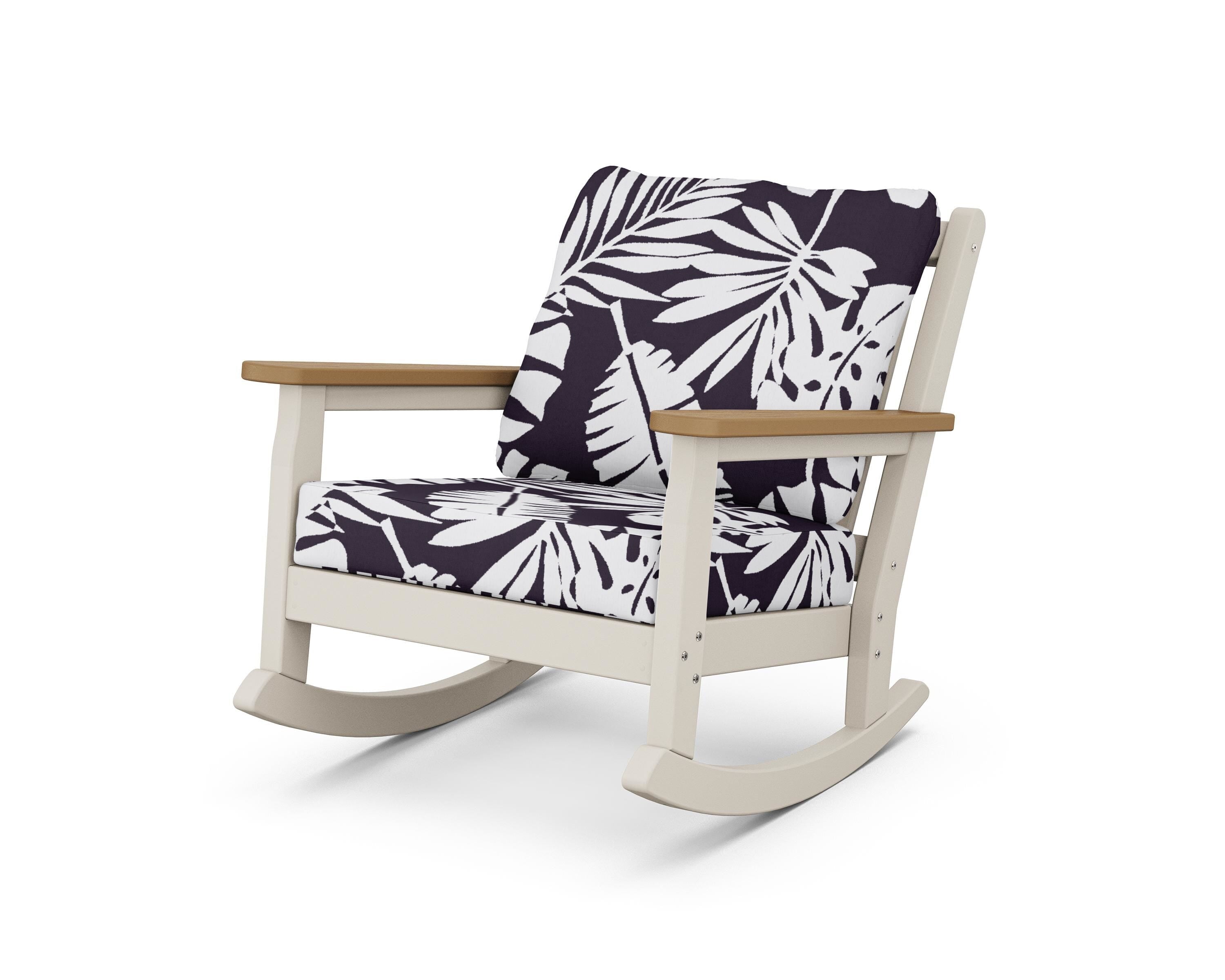 POLYWOOD® Chippendale Deep Seating Rocking Chair in Sand / Natural / Leaf Navy