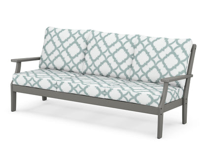 POLYWOOD® Braxton Deep Seating Sofa in Slate Grey / Trellis Glacier Spa