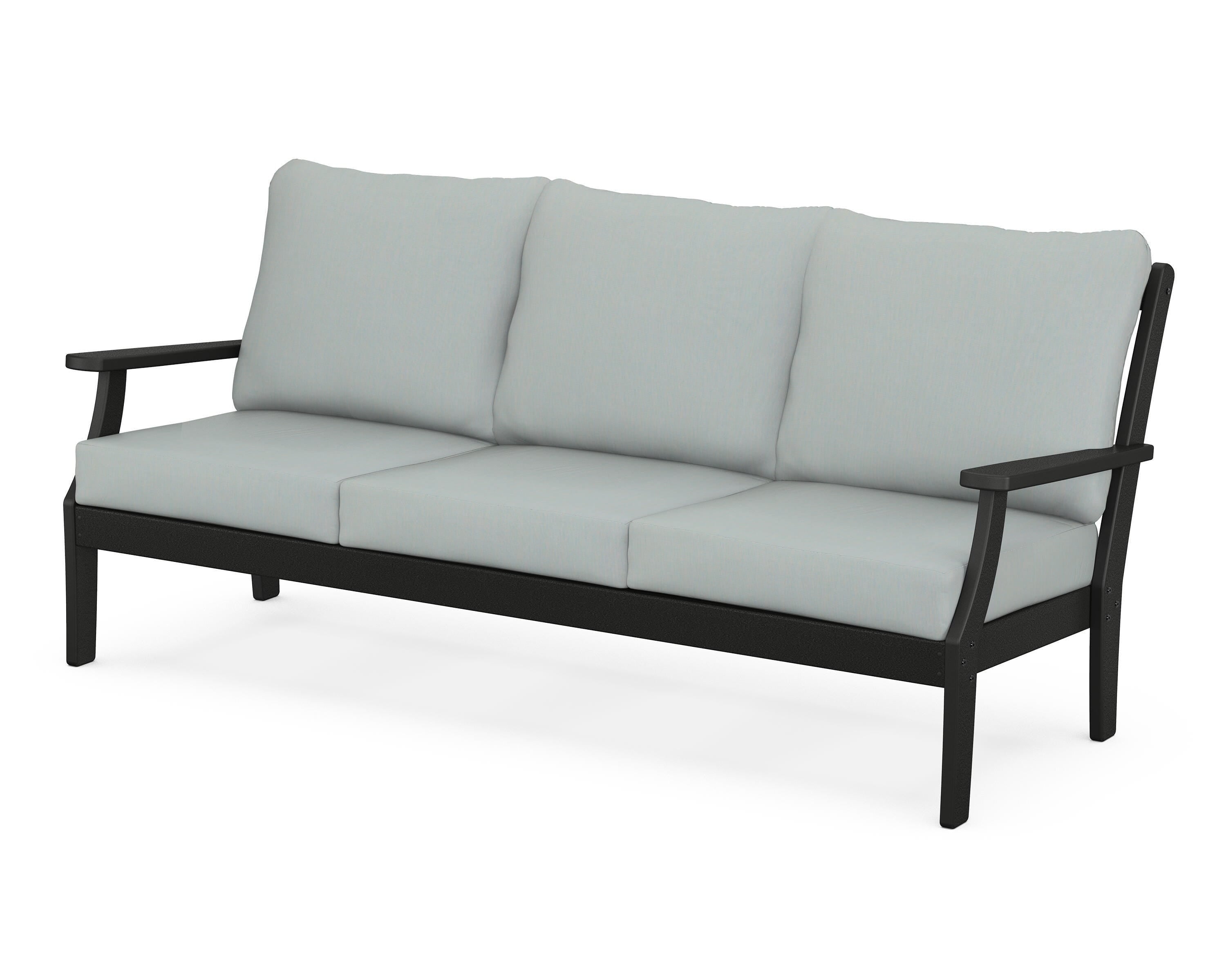 POLYWOOD® Braxton Deep Seating Sofa in Black / Spa