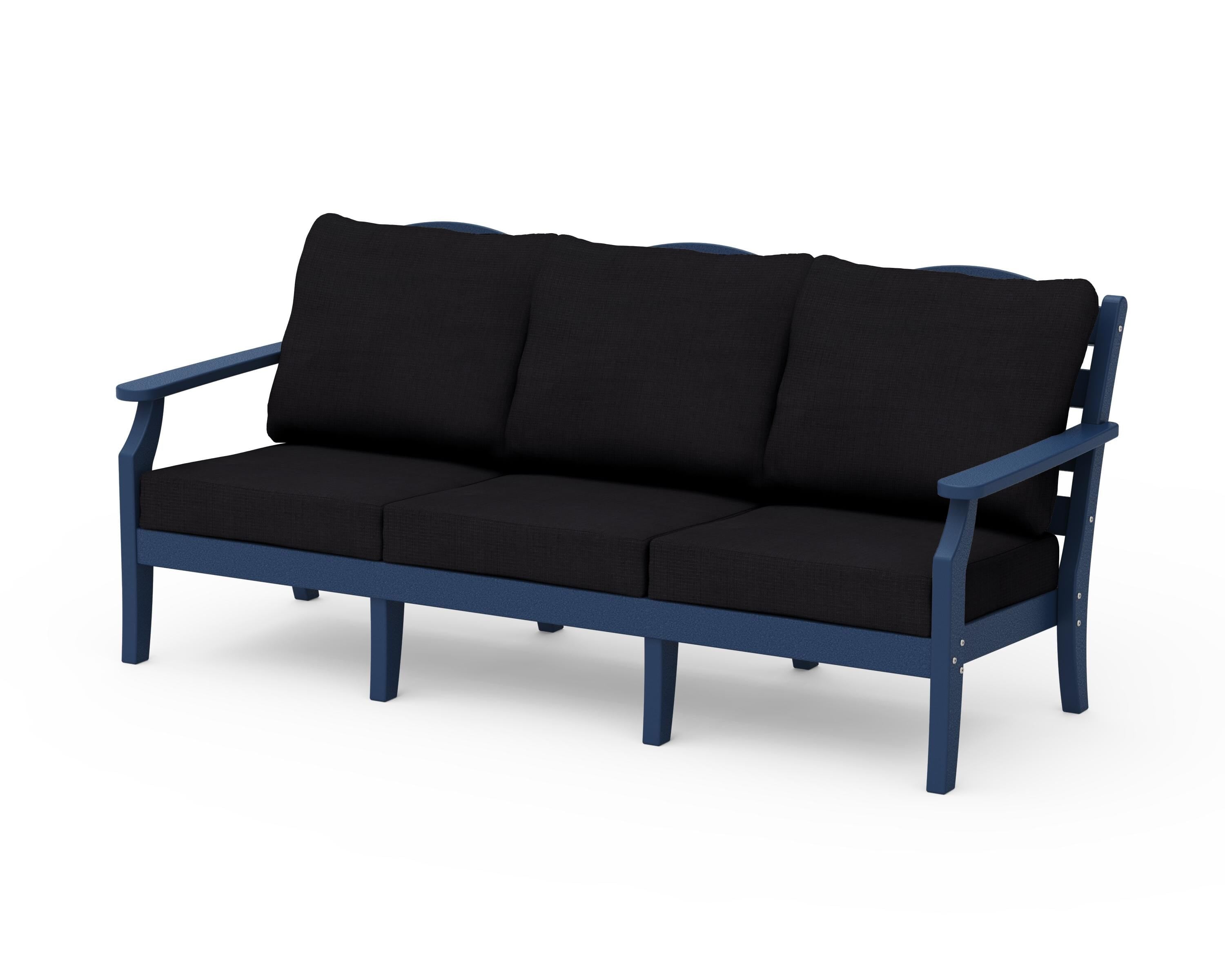 Draper James™ by  POLYWOOD® Savannah Deep Seating Sofa in Navy / Midnight Linen