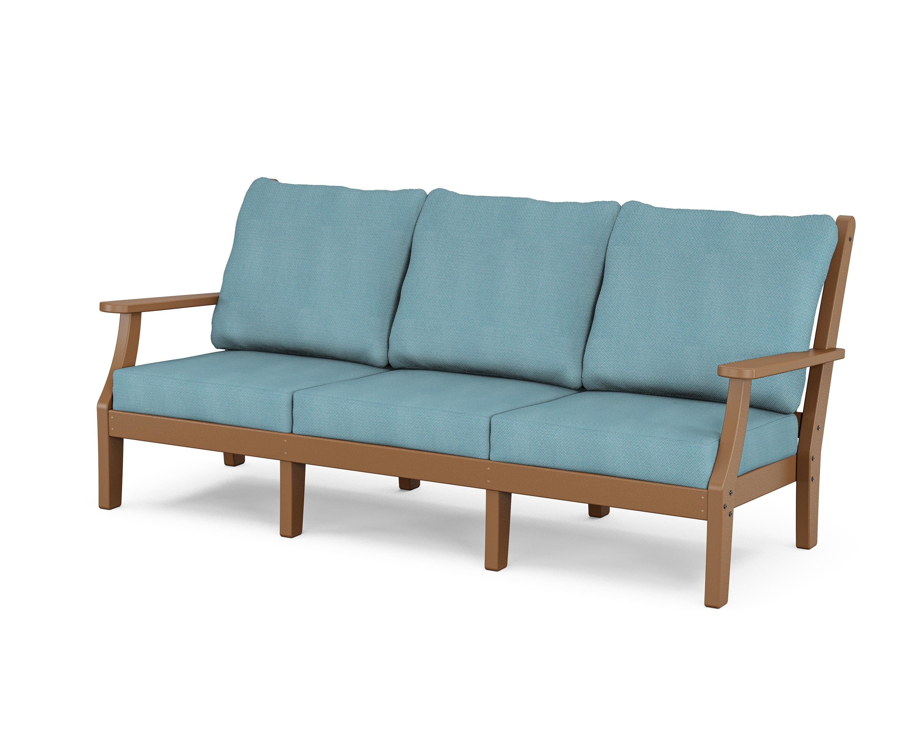 Country Living Wovendale Deep Seating Sofa in Teak / Lattice Sky Blue
