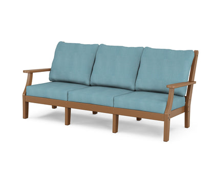 Country Living Wovendale Deep Seating Sofa in Teak / Lattice Sky Blue