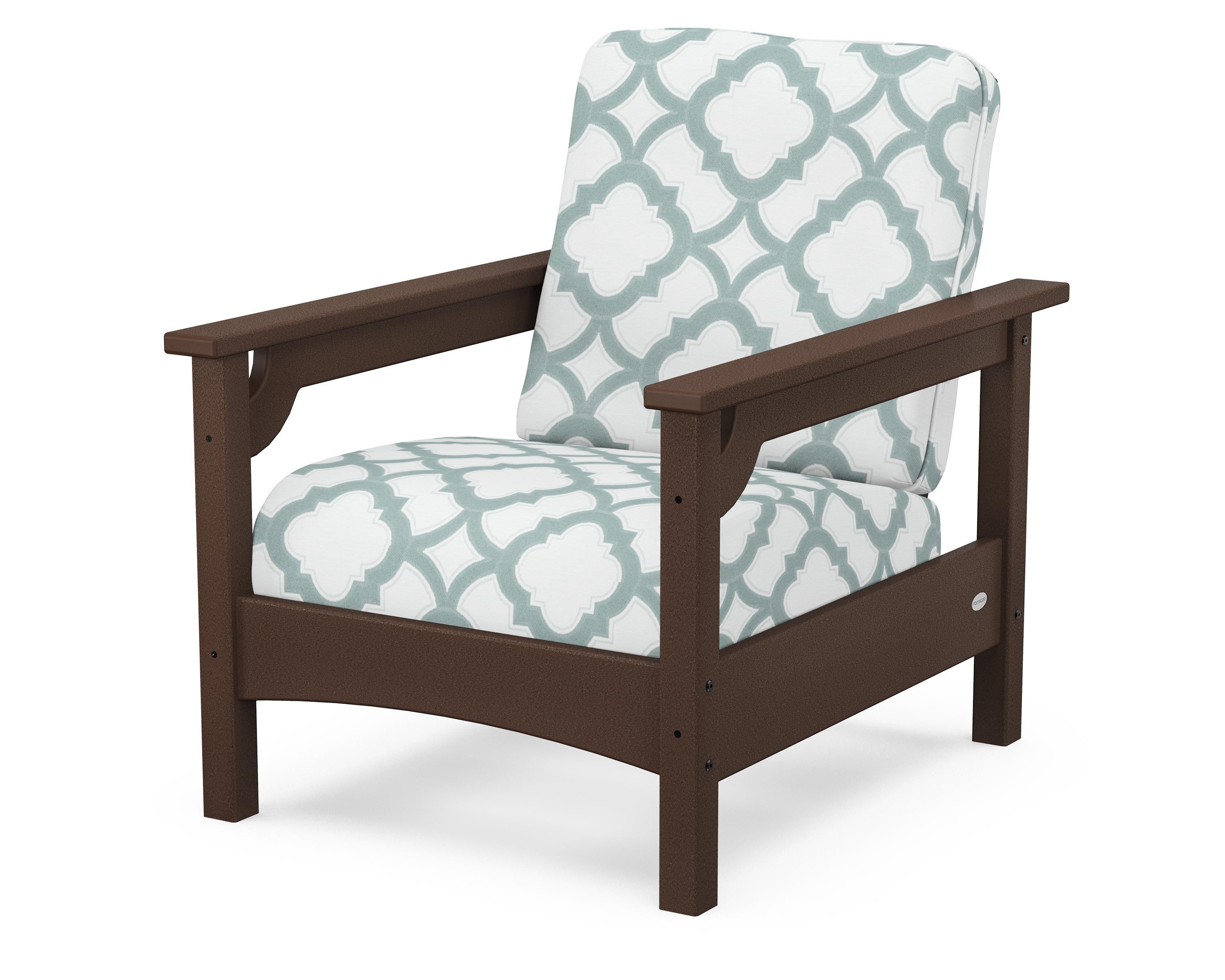 POLYWOOD® Club Chair in Mahogany / Trellis Glacier Spa