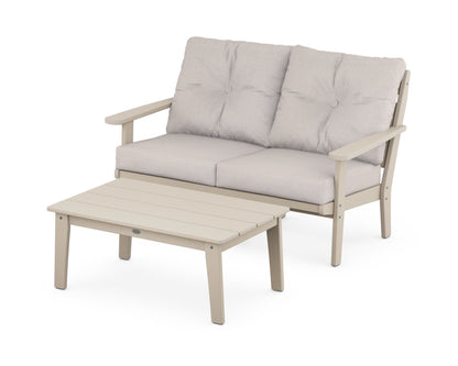 POLYWOOD® Lakeside 2-Piece Lounge Loveseat Set in Sand / Dune Burlap