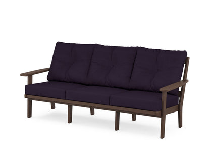 POLYWOOD® Prairie Deep Seating Sofa in Mahogany / Navy Linen