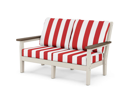 POLYWOOD® Chippendale Deep Seating Loveseat in Sand / Kona / Cabana Stripe Crimson