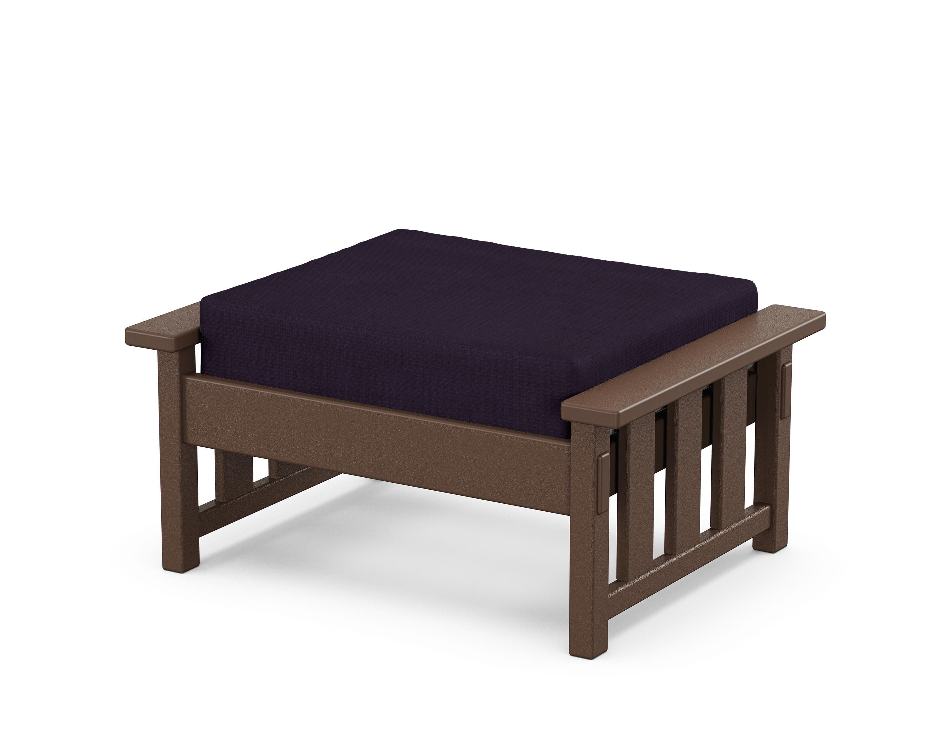 Martha Stewart by POLYWOOD® Acadia Deep Seating Ottoman in Mahogany / Navy Linen
