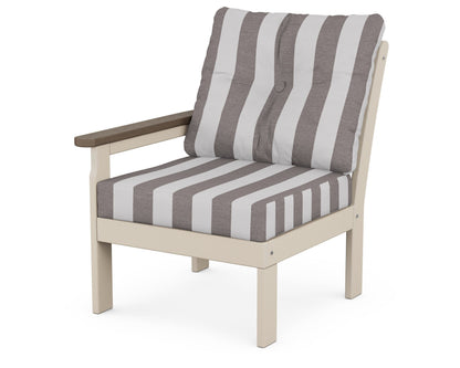 POLYWOOD® Vineyard Modular Left Arm Chair in Sand / Kona / Cabana Stripe Grey Mist