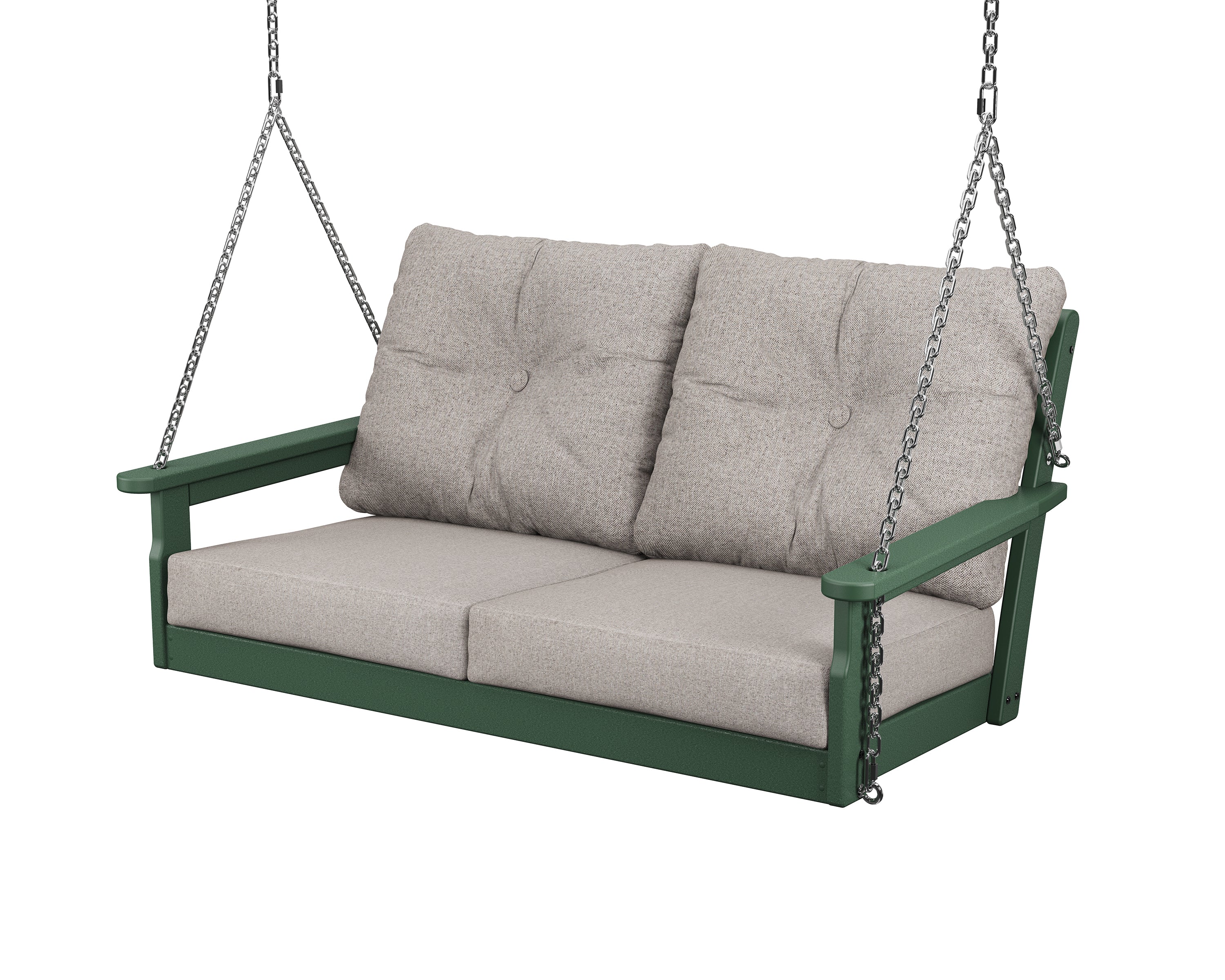POLYWOOD® Vineyard Deep Seating Swing in Green / Weathered Tweed