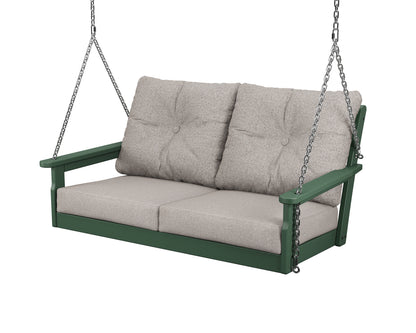 POLYWOOD® Vineyard Deep Seating Swing in Green / Weathered Tweed