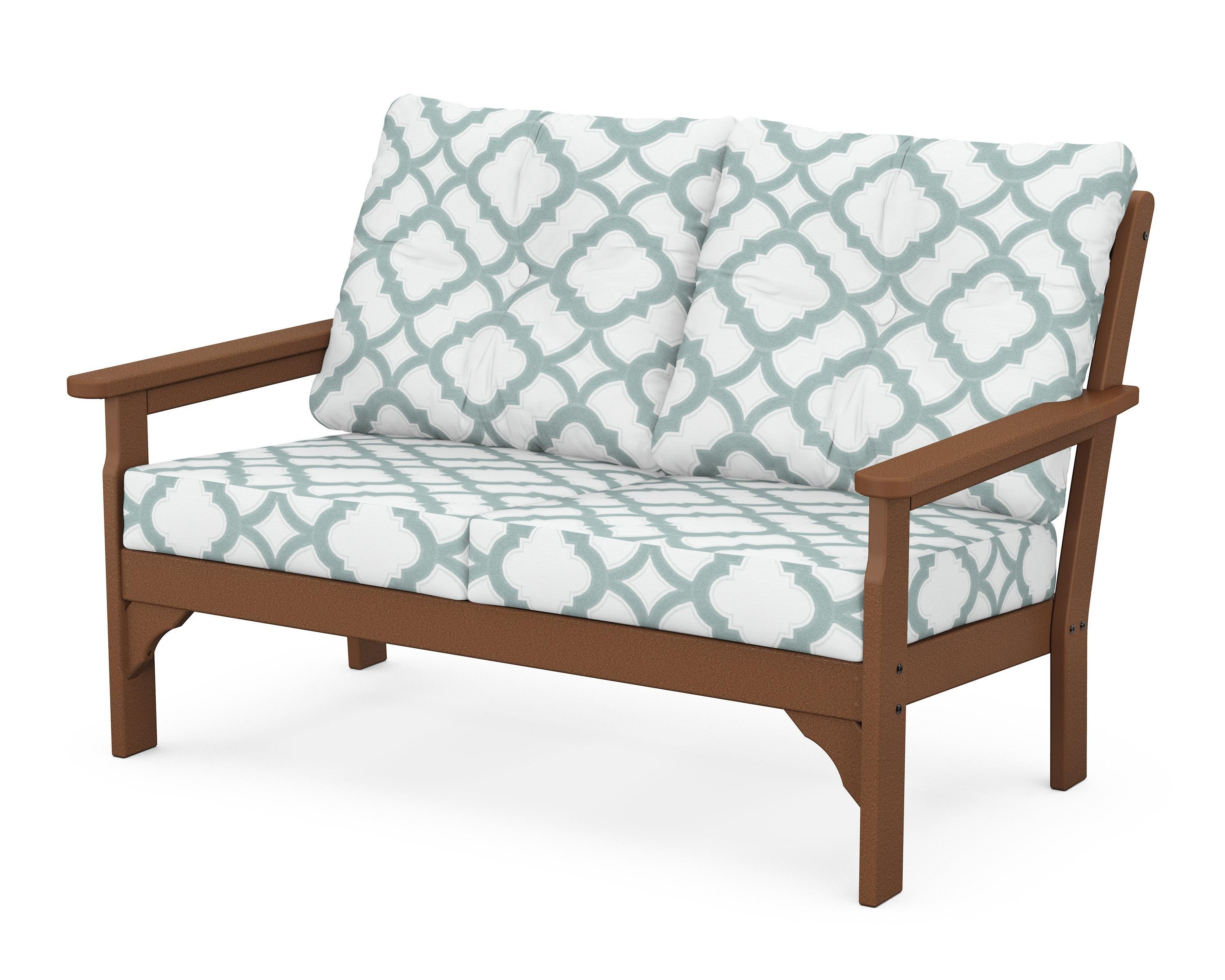 POLYWOOD® Vineyard Deep Seating Loveseat in Teak / Trellis Glacier Spa