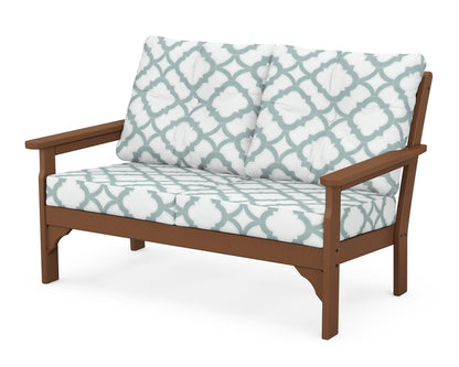 POLYWOOD® Vineyard Deep Seating Loveseat in Teak / Trellis Glacier Spa
