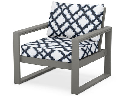 POLYWOOD® EDGE Club Chair in Slate Grey / Trellis Marine Indigo