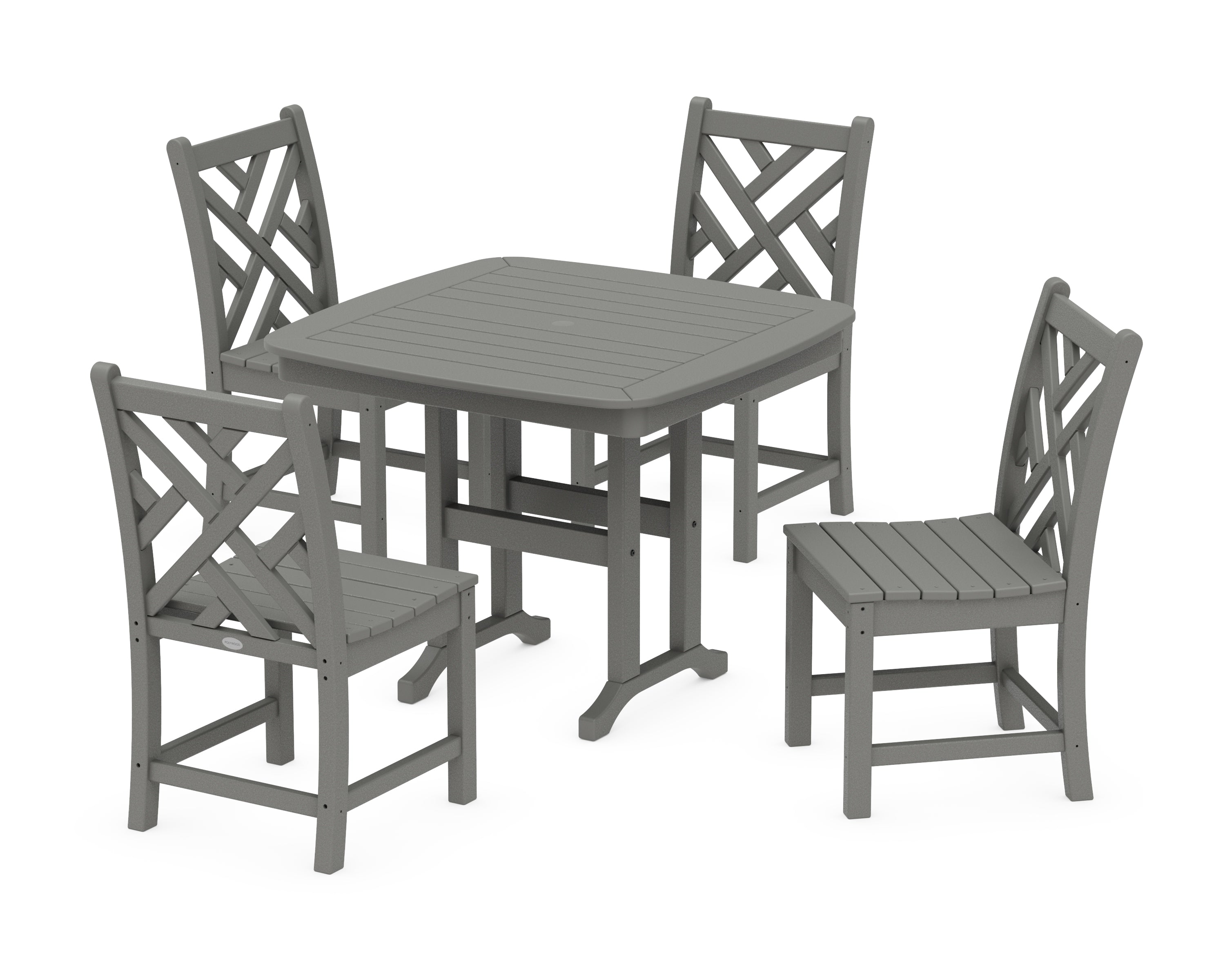 POLYWOOD® Chippendale 5-Piece Side Chair Dining Set in Slate Grey