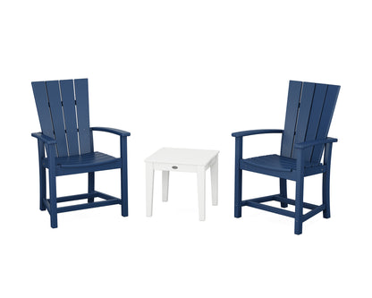 POLYWOOD® Quattro 3-Piece Upright Adirondack Chair Set in Navy / White