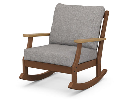 POLYWOOD® Braxton Deep Seating Rocking Chair in Teak / Natural / Grey Mist