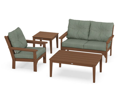 POLYWOOD® Vineyard 4-Piece Deep Seating Set in Teak / Cast Sage