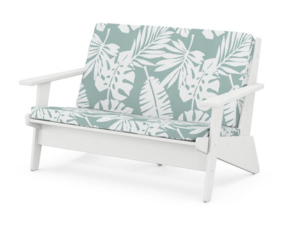POLYWOOD® Riviera Modern Lounge Loveseat in White / Leaf Glacier Spa