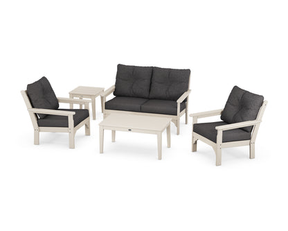 POLYWOOD® Vineyard 5-Piece Deep Seating Set in Sand / Ash Charcoal