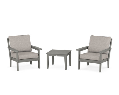 Country Living Cottage 3-Piece Deep Seating Set in Slate Grey / Weathered Tweed
