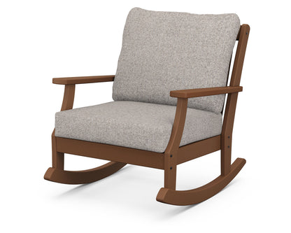 POLYWOOD® Braxton Deep Seating Rocking Chair in Teak / Weathered Tweed