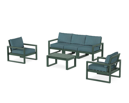 POLYWOOD® EDGE Sectional 4-Piece Deep Seating Set with Sofa in Green / Ocean Teal