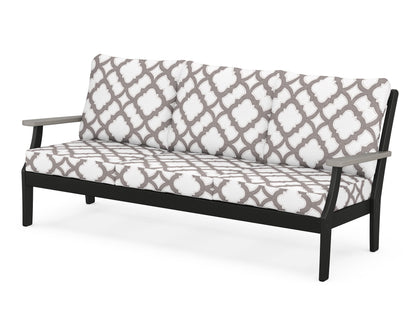POLYWOOD® Braxton Deep Seating Sofa in Black / Driftwood / Trellis Grey Mist