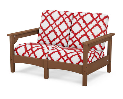 POLYWOOD® Club Loveseat in Teak / Trellis Crimson