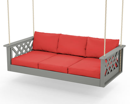 Country Living Wovendale Daybed Swing in Slate Grey / Crimson Linen