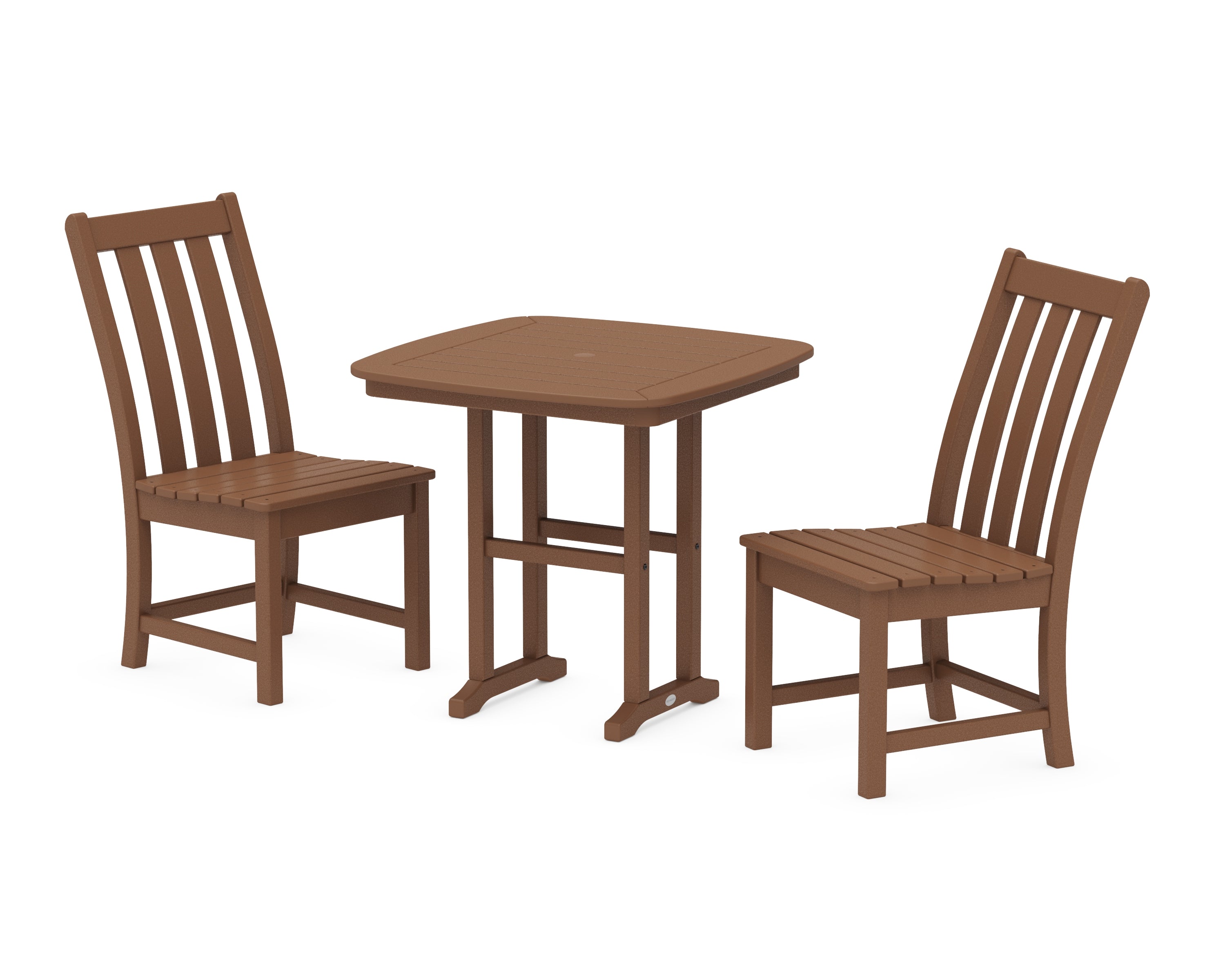 POLYWOOD® Vineyard Side Chair 3-Piece Dining Set in Teak