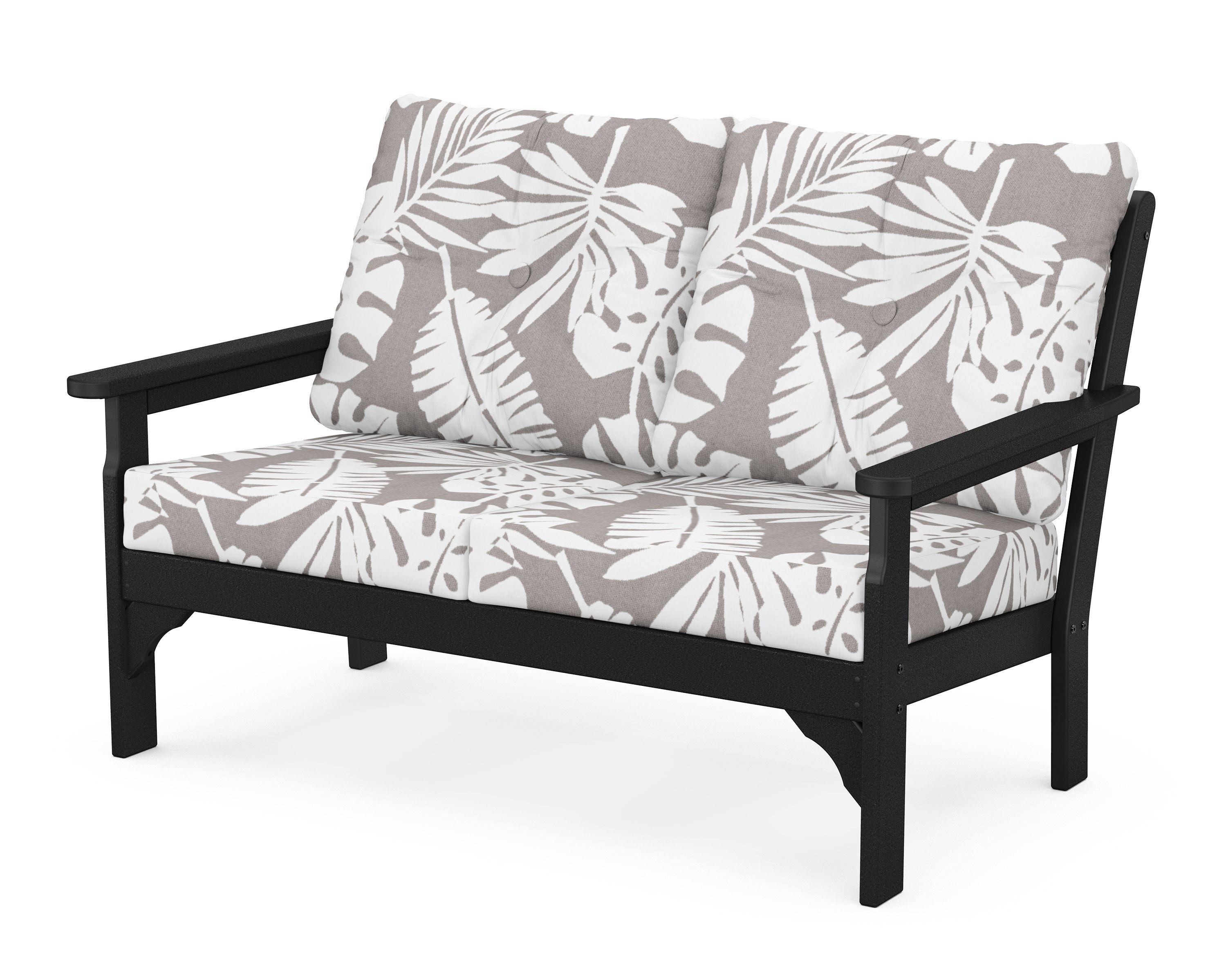 POLYWOOD® Vineyard Deep Seating Loveseat in Black / Leaf Grey Mist