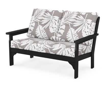 POLYWOOD® Vineyard Deep Seating Loveseat in Black / Leaf Grey Mist