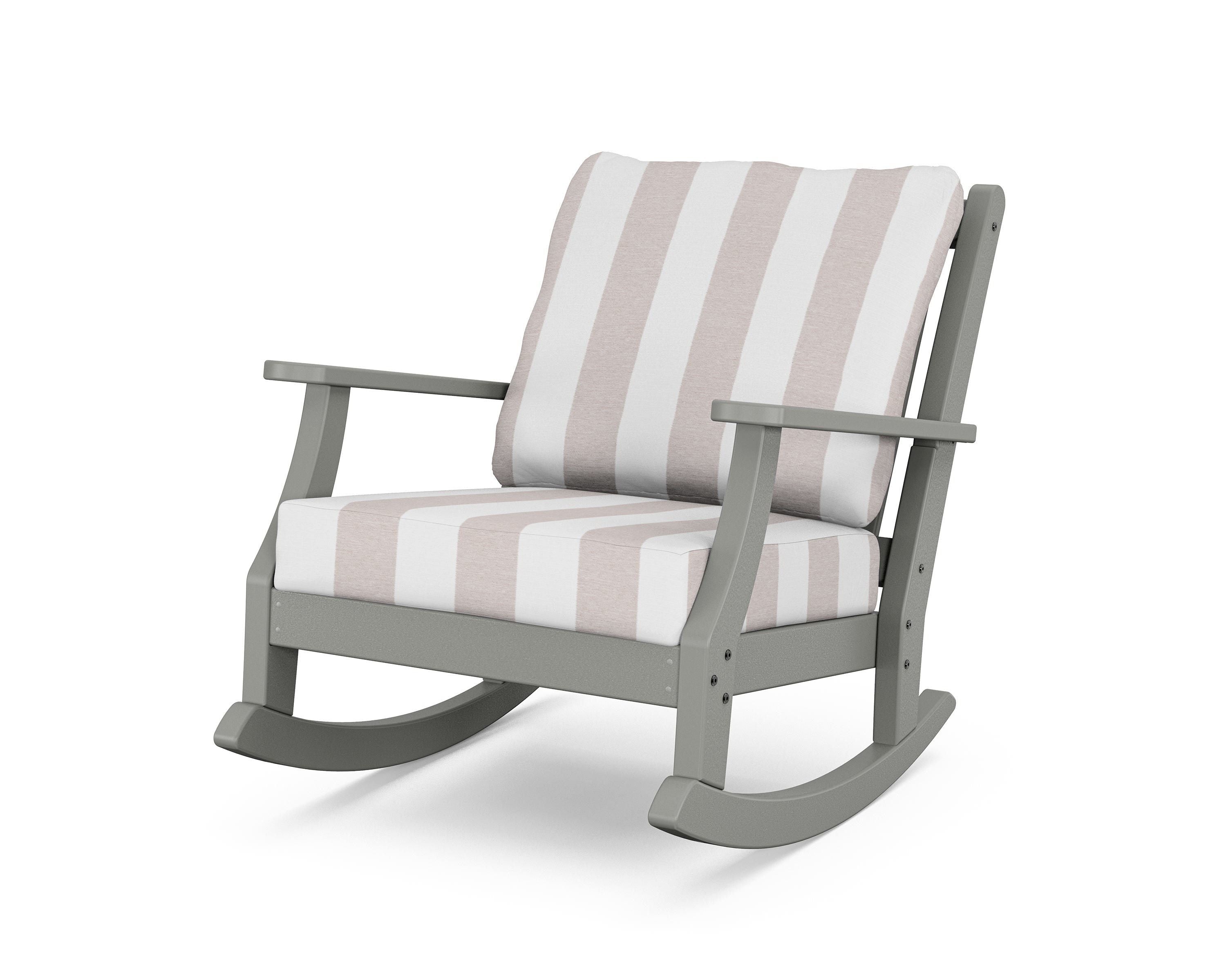 Country Living Wovendale Deep Seating Rocking Chair in Slate Grey / Cabana Stripe Dune Burlap