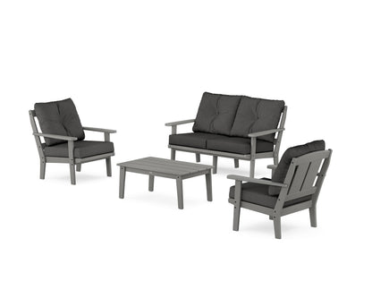 POLYWOOD® Mission 4-Piece Deep Seating Set with Loveseat in Slate Grey / Spectrum Carbon