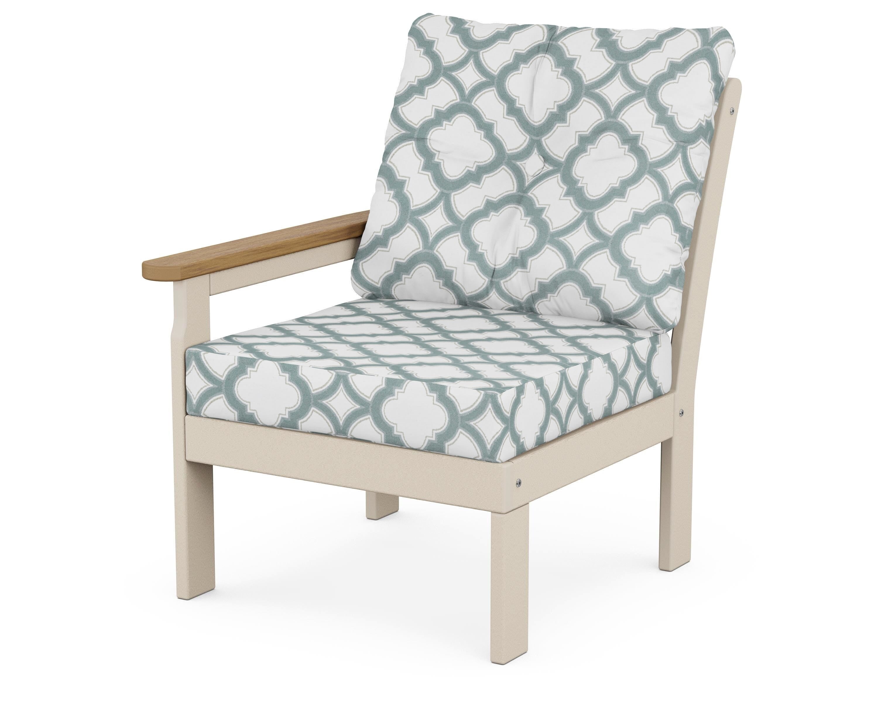 POLYWOOD® Vineyard Modular Left Arm Chair in Sand / Natural / Trellis Glacier Spa