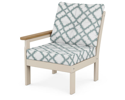 POLYWOOD® Vineyard Modular Left Arm Chair in Sand / Natural / Trellis Glacier Spa
