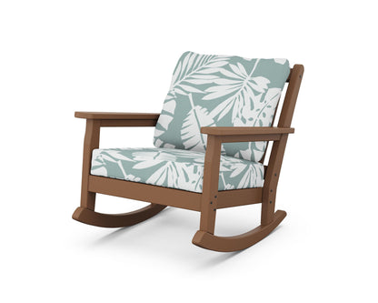 POLYWOOD® Chippendale Deep Seating Rocking Chair in Teak / Leaf Glacier Spa